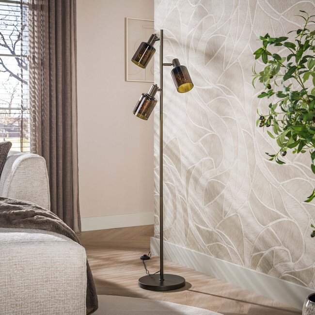 Vloerlamp Sienna Bruin Glas 3-lichts - Sepiora