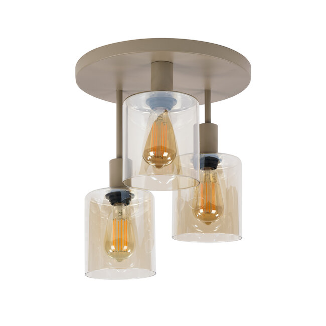 Plafondlamp Glas Beige Metaal 3 Lichtpunten - Sepiora