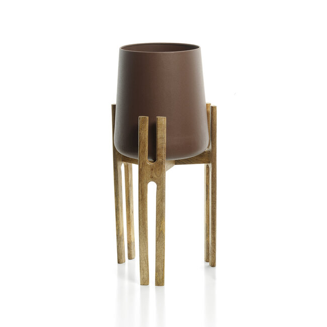 Plantenstandaard Bruin Hout Beton Design - L