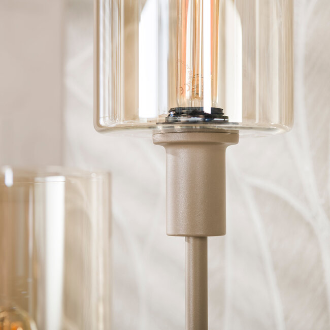 Vloerlamp Beige Glas Metaal Getrapt 3-lichts - Sepiora
