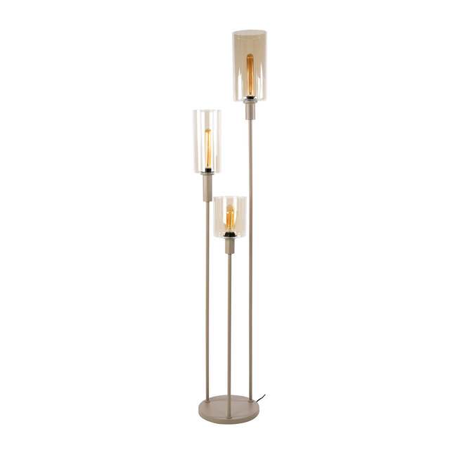 Vloerlamp Beige Glas Metaal Getrapt 3-lichts - Sepiora