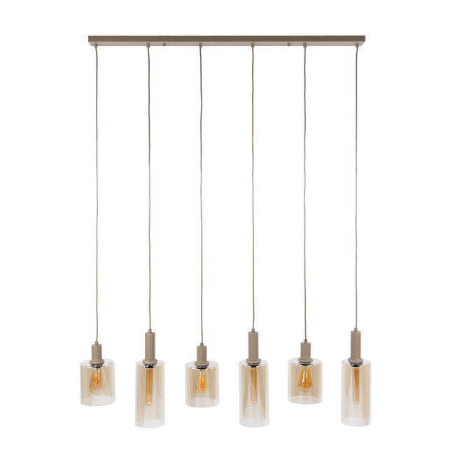 Hanglamp Beige Glas Metaal 6-lichts - Sepiora