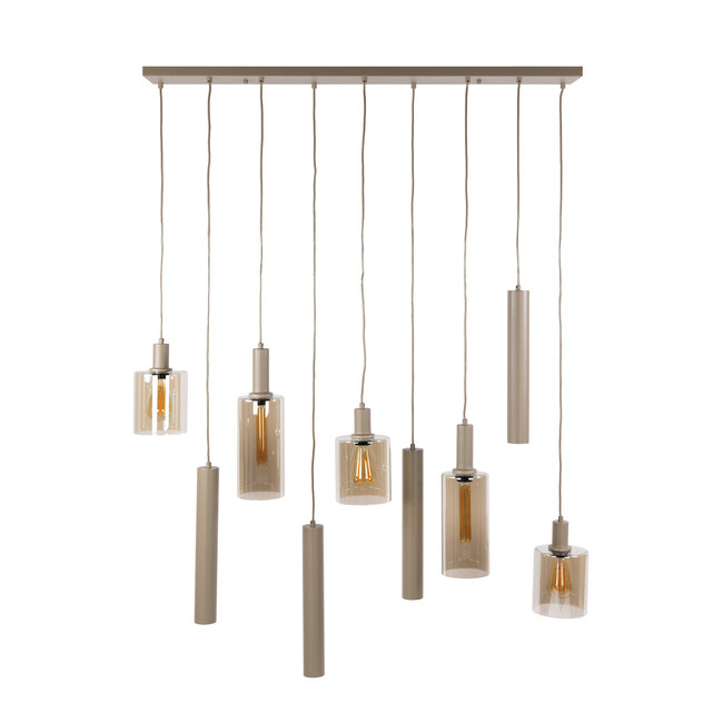 Hanglamp Beige Glas Metaal 9-lichts - Sepiora