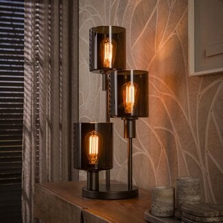 PS-Collection Tafellamp Bruin Glas Metaal 3-lichts - Sepiora