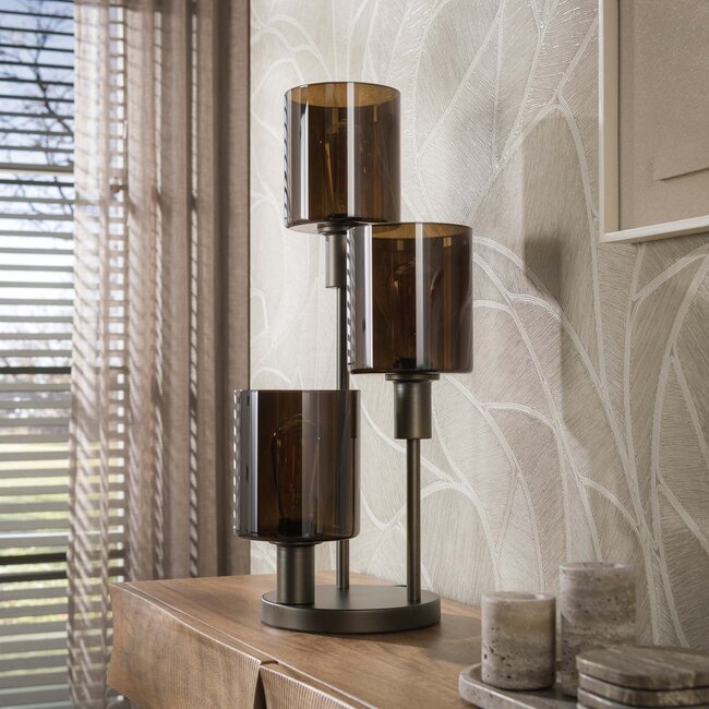 Tafellamp Sienna Bruin Glas Metaal 3-lichts - Sepiora