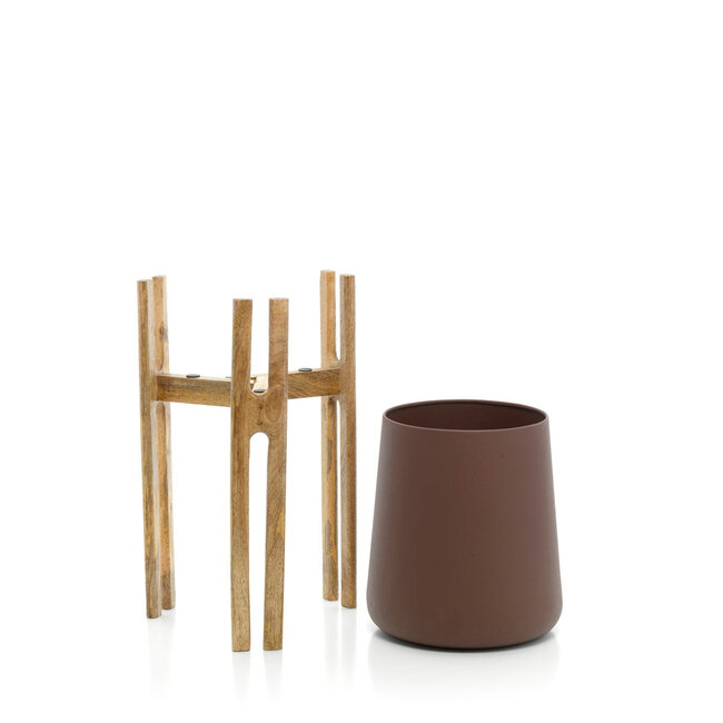 Plantenstandaard Bruin Hout Beton Design - L