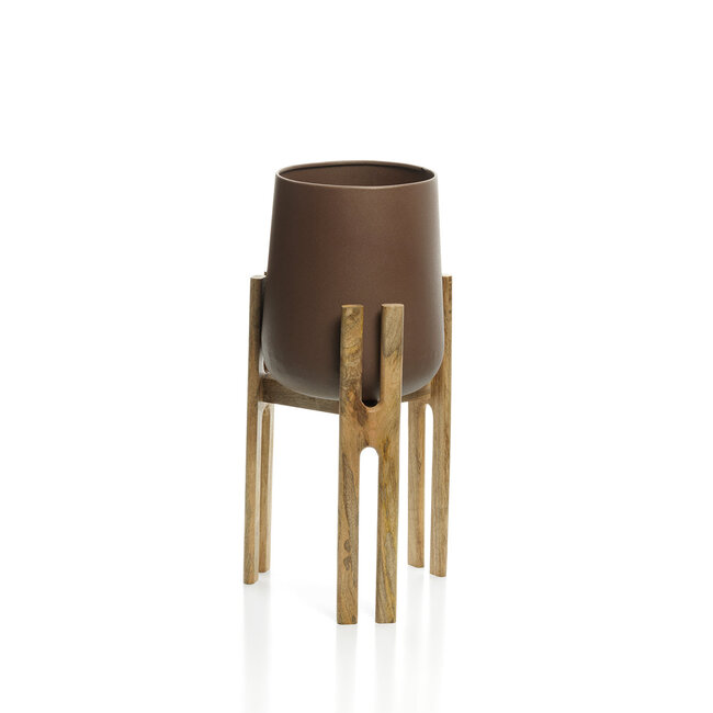 Plantenstandaard Bruin Hout Beton Design - M