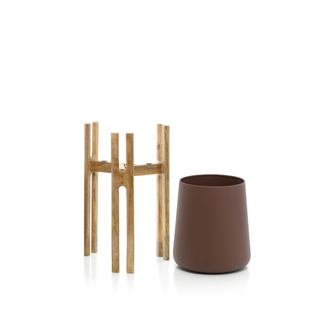 Plantenstandaard Bruin Hout Beton Design - M