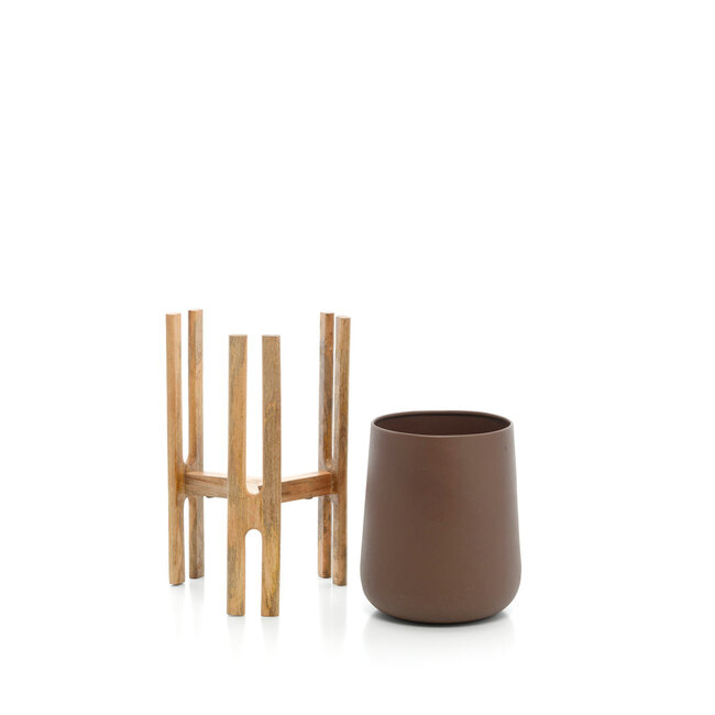 Plantenstandaard Bruin Hout Beton Design - M