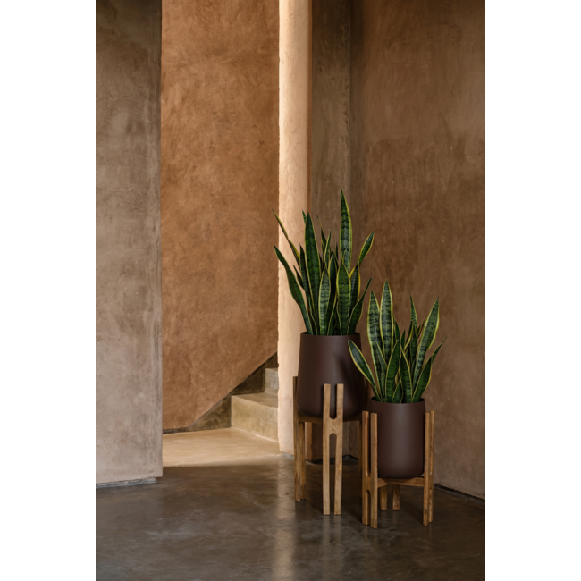 Plantenstandaard Bruin Hout Beton Design - M