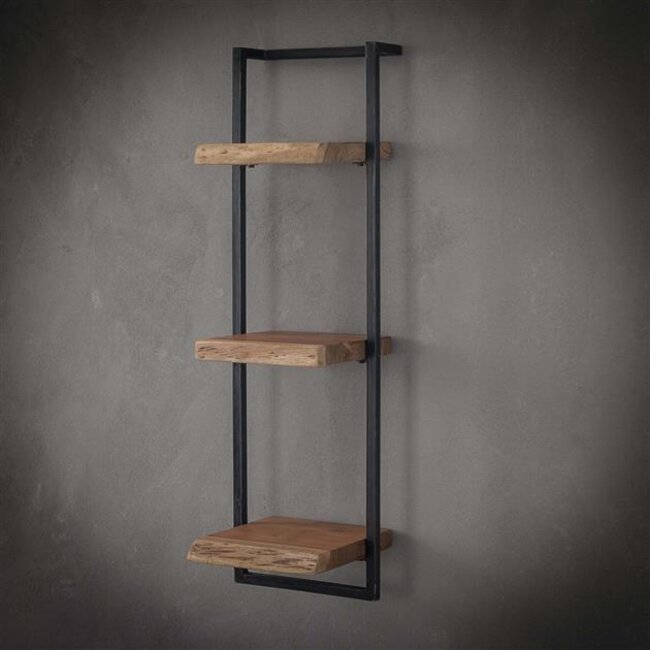 Wandplank Acaciahout Metaal - Edge Frame Hoog