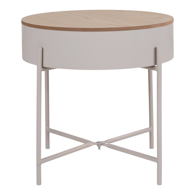 Bijzettafel Rond Beige Grijs Metaal - House