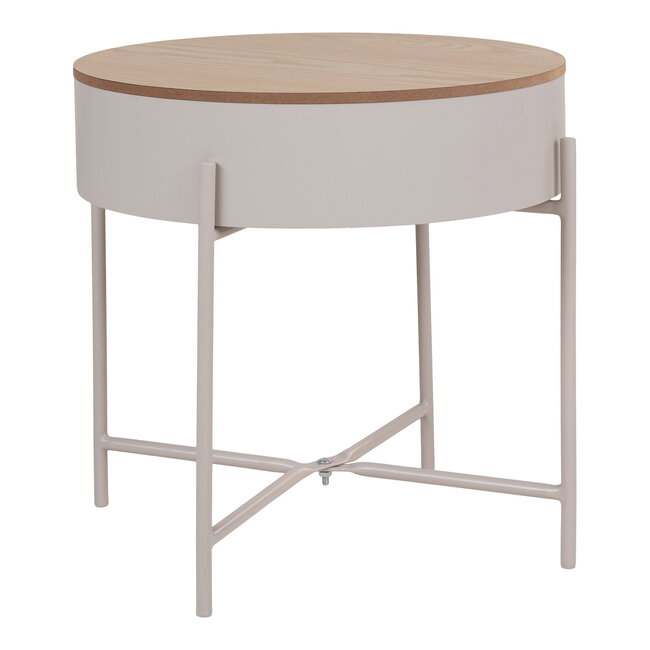 Bijzettafel Rond Beige Grijs Metaal - House