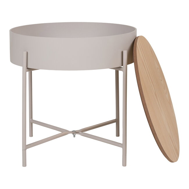Bijzettafel Rond Beige Grijs Metaal - House