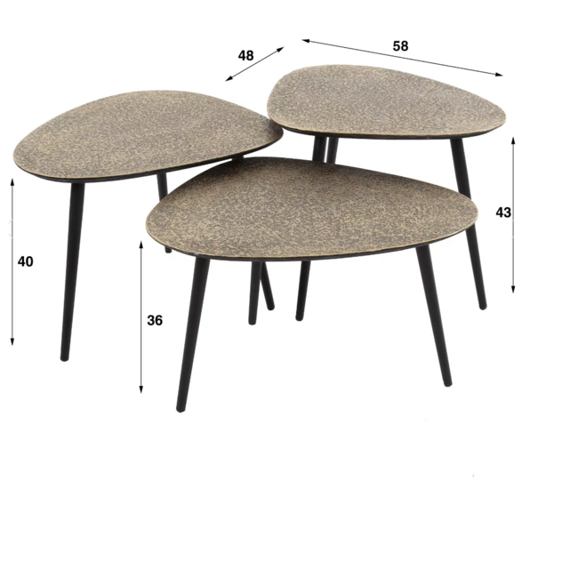 Salontafel Set van 3 Antiek Brons Driehoekig - Metallic