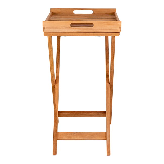 Bijzettafel Teakhout - Opklapbare Dienbladtafel