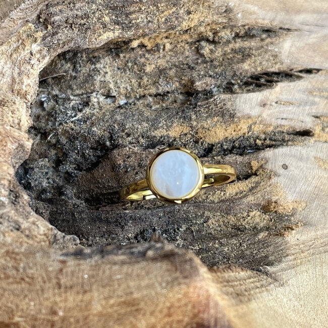 Maansteen Geboortesteen Ring - Verguld 925 Zilver