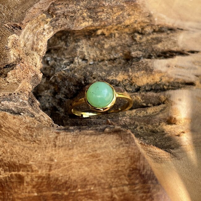 Jade Geboortesteen Ring - Verguld 925 Zilver