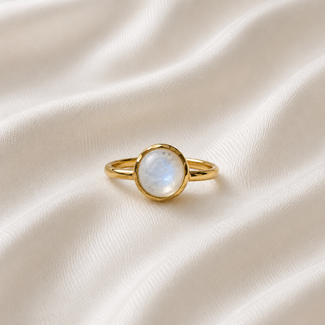Maansteen Geboortesteen Ring - Verguld 925 Zilver