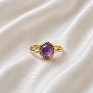 Amethist Geboortesteen Ring - Verguld 925 Zilver