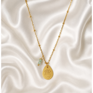 Ketting Amazoniet en Zelfliefde Bedel - Goudkleurig