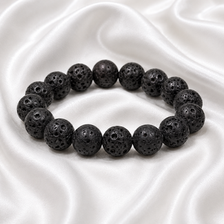 PuurSpirits Armband Lavasteen Elastisch - 12mm Kralen