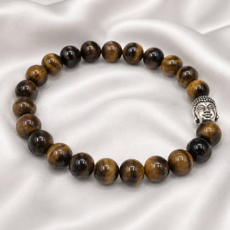 PuurSpirits Tijgeroog Armband met Boeddha - 8 mm Kralen