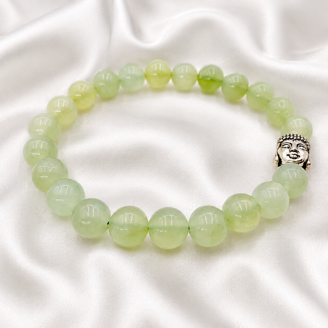 Armband Groene Jade Boeddhahoofd 8 mm Kralen