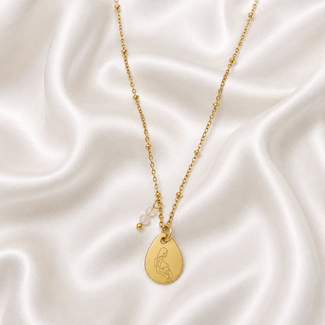 Ketting met Zwangere Vrouw Bedel en Rozenkwarts Goud