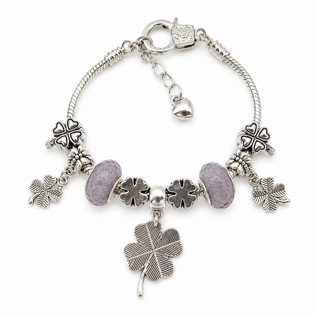 Armband Zilverkleurig met Klavertje Vier Bedels
