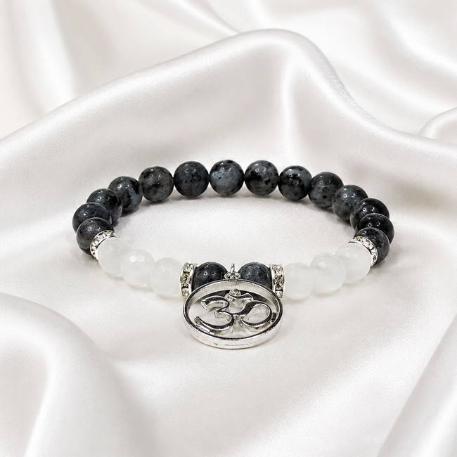 Sieradenset Armband Oorbellen Labradoriet Witte Agaat