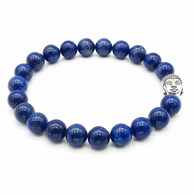 Armband Lapis Lazuli Boeddhahoofd 8 mm Kralen