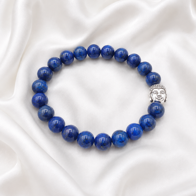 Armband Lapis Lazuli Boeddhahoofd 8 mm Kralen