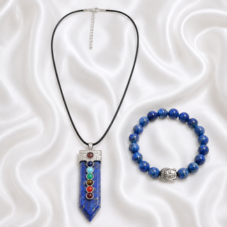 PuurSpirits Sieradenset Lapis Lazuli 7 Chakra Ketting Armband