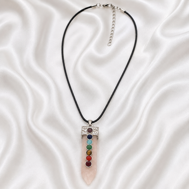 Sieradenset Rozenkwarts 7 Chakra in Cadeaudoos