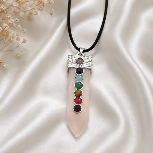 Sieradenset Rozenkwarts 7 Chakra in Cadeaudoos