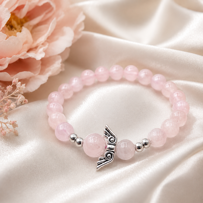 Armband Rozenkwarts Engel Vleugels Cadeaudoos