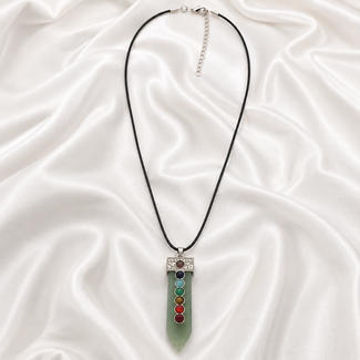 PuurSpirits Ketting Jade Hanger met 7 Chakra Stenen in Cadeaudoos
