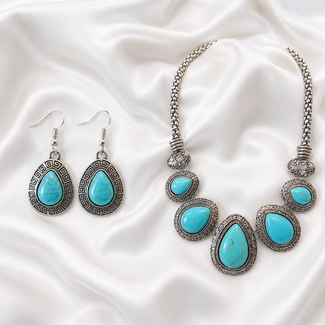 PuurSpirits Sieradenset Turquoise Ketting en Oorbellen - Alexia