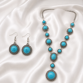 PuurSpirits Sieradenset Turquoise Ketting en Oorbellen - Maia