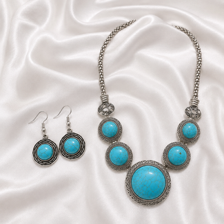 PuurSpirits Sieradenset Turquoise Ketting en Oorbellen - Lisa