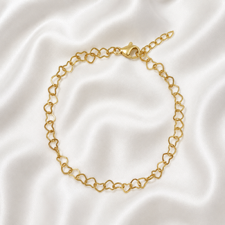 Armband Hartjes Schakel Goudkleurig
