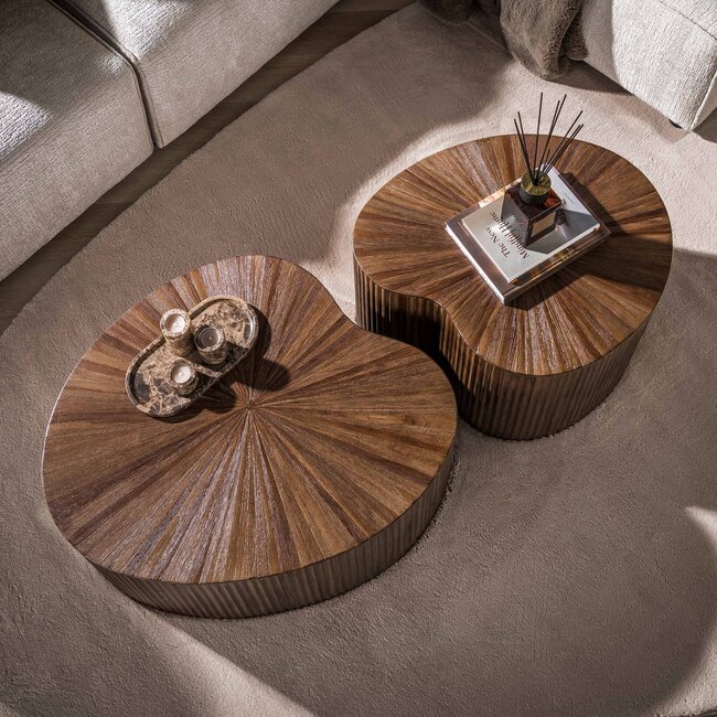 Salontafel Set van 2 Niervormig Teakhout Espresso - Maya