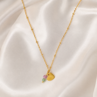 Ketting met Toermalijn en Aventurijn Goudkleurig