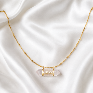 Ketting Rozenkwarts Edelsteen Goudkleurig Lucky