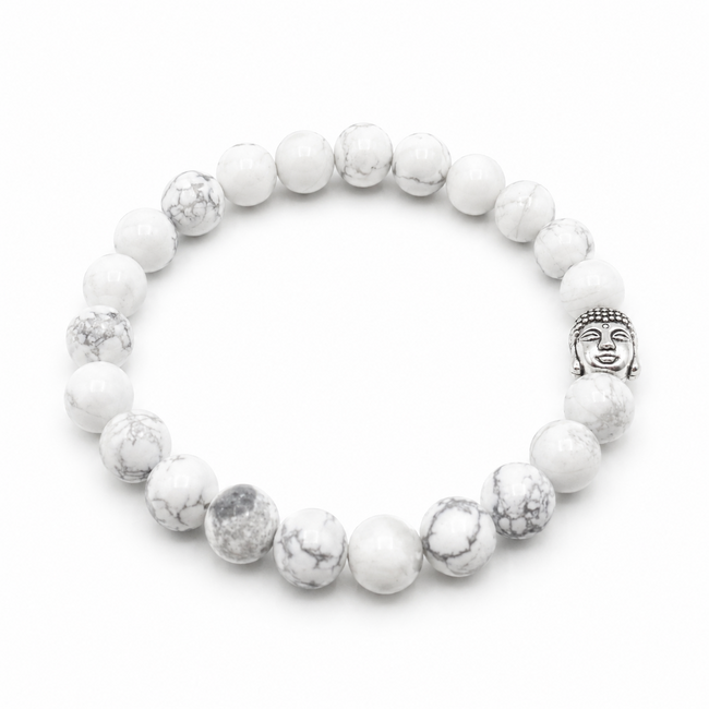 Armband Howliet Wit Boeddhahoofd Zilverkleurig