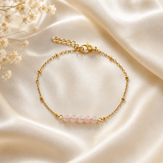Armband Rozenkwarts Edelsteen Goudkleurig