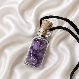 PuurSpirits Hanger Flesje Amethist Edelsteen met Koord