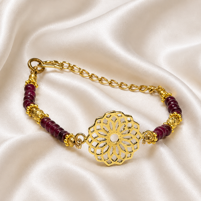 Armband Seed of Life Granaat Goudkleurig