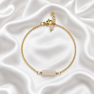 Armband Rozenkwarts Hematiet Goudkleurig